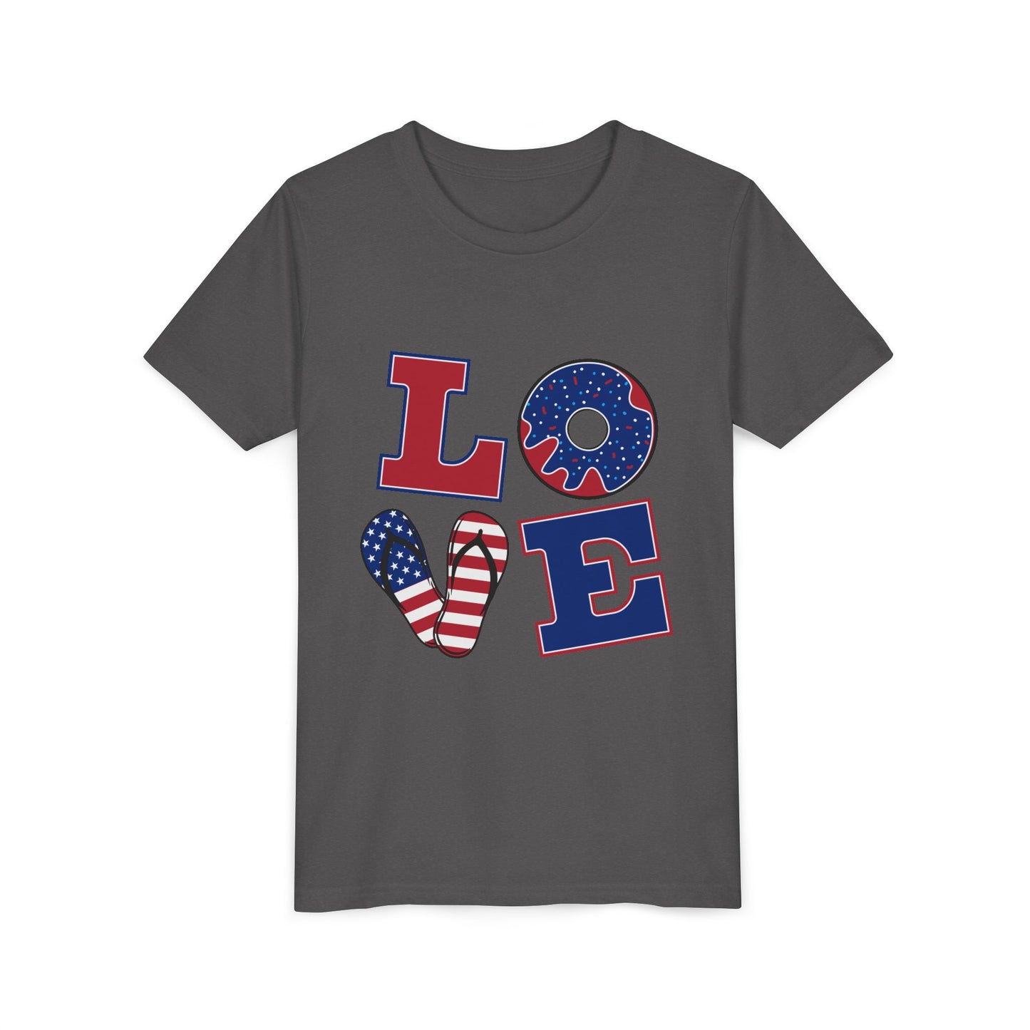 Patriotic Love Youth Tee - Fun Summer Graphic Shirt