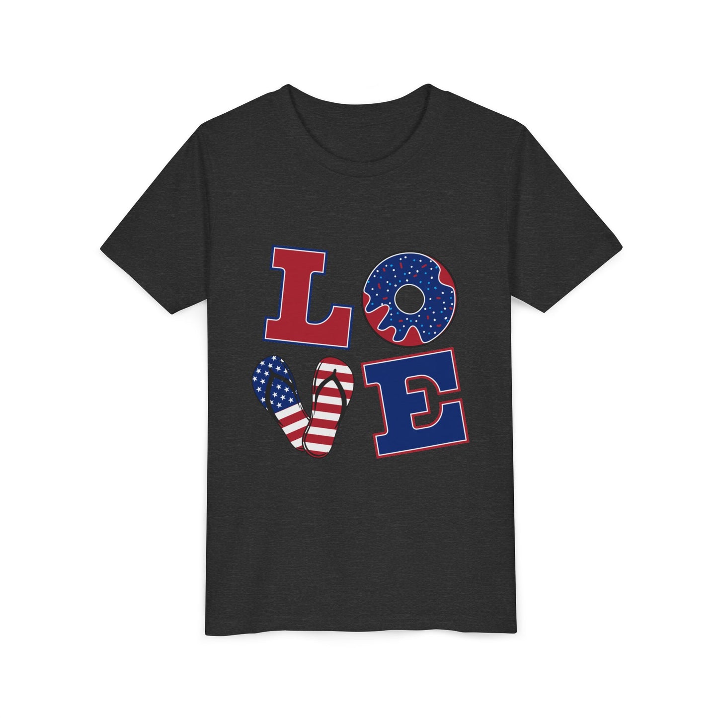 Patriotic Love Youth Tee - Fun Summer Graphic Shirt