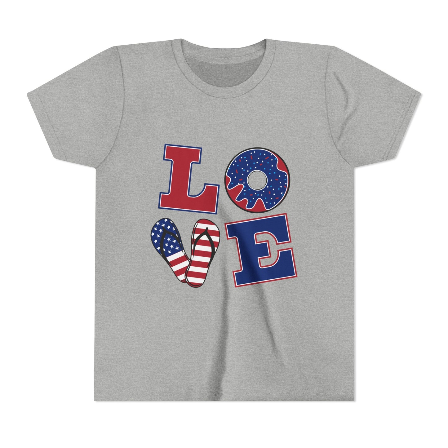 Patriotic Love Youth Tee - Fun Summer Graphic Shirt