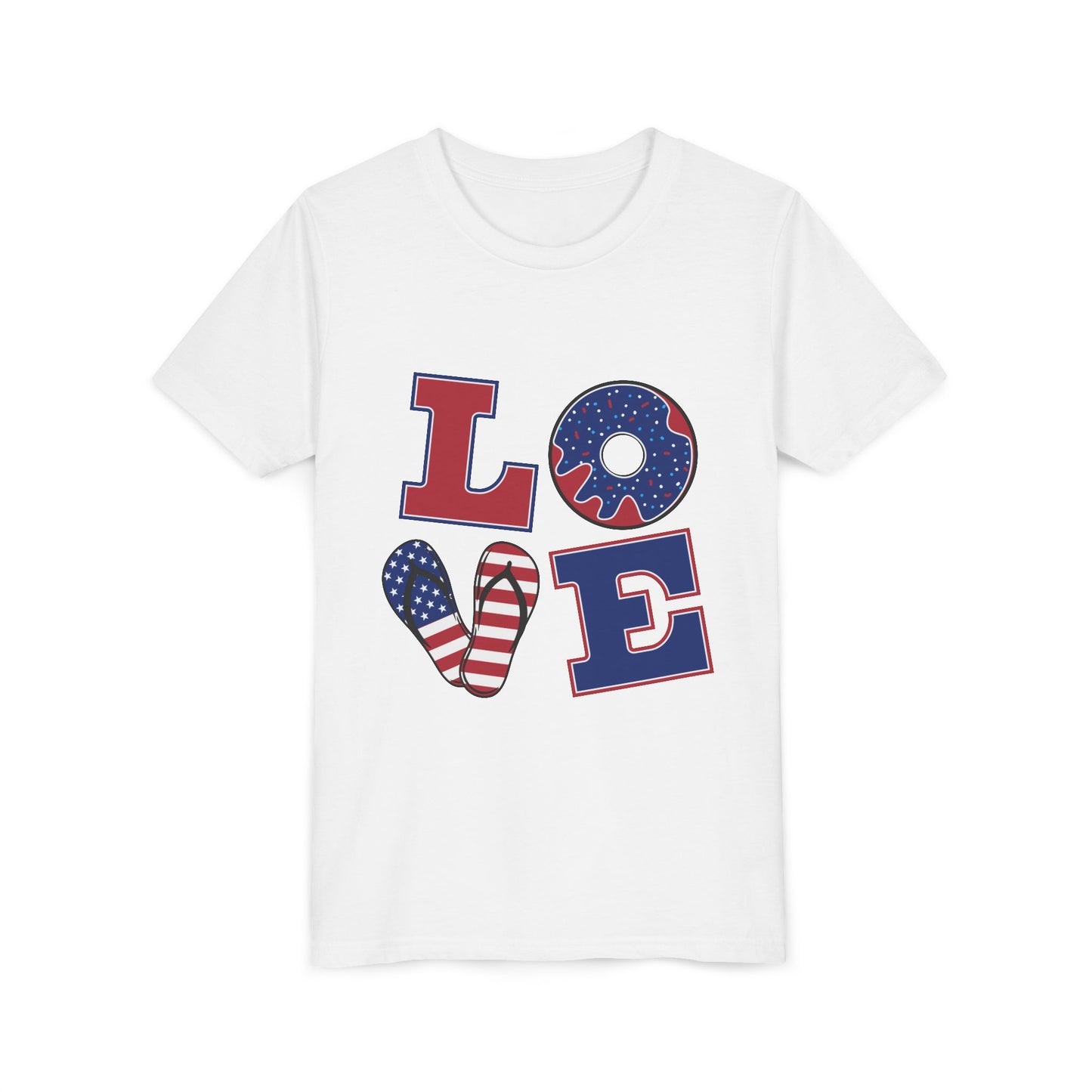 Patriotic Love Youth Tee - Fun Summer Graphic Shirt
