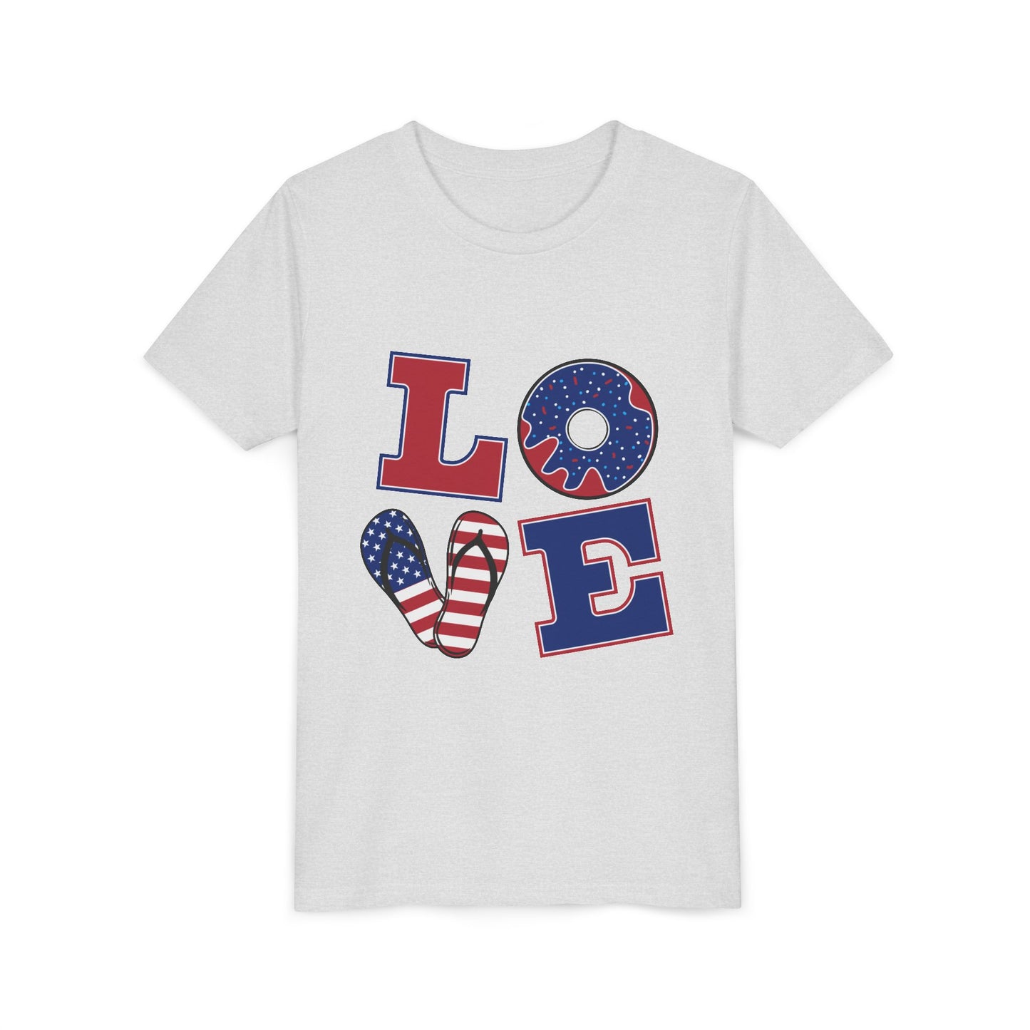 Patriotic Love Youth Tee - Fun Summer Graphic Shirt