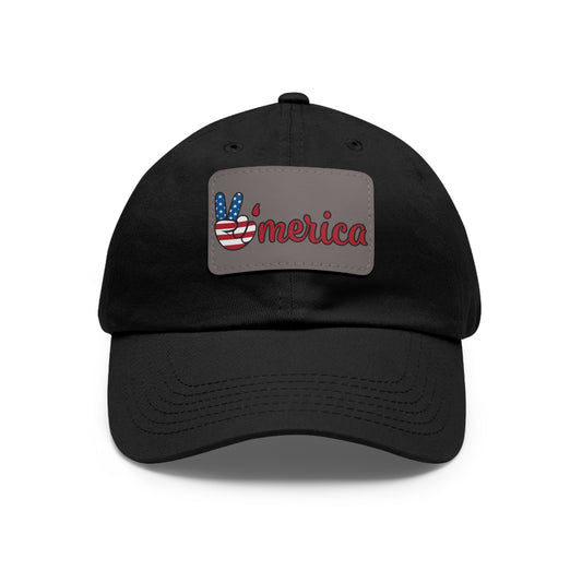 Patriotic Dad Hat with Leather Patch - ‘V’mérica’ for Independence Day and Everyday Style