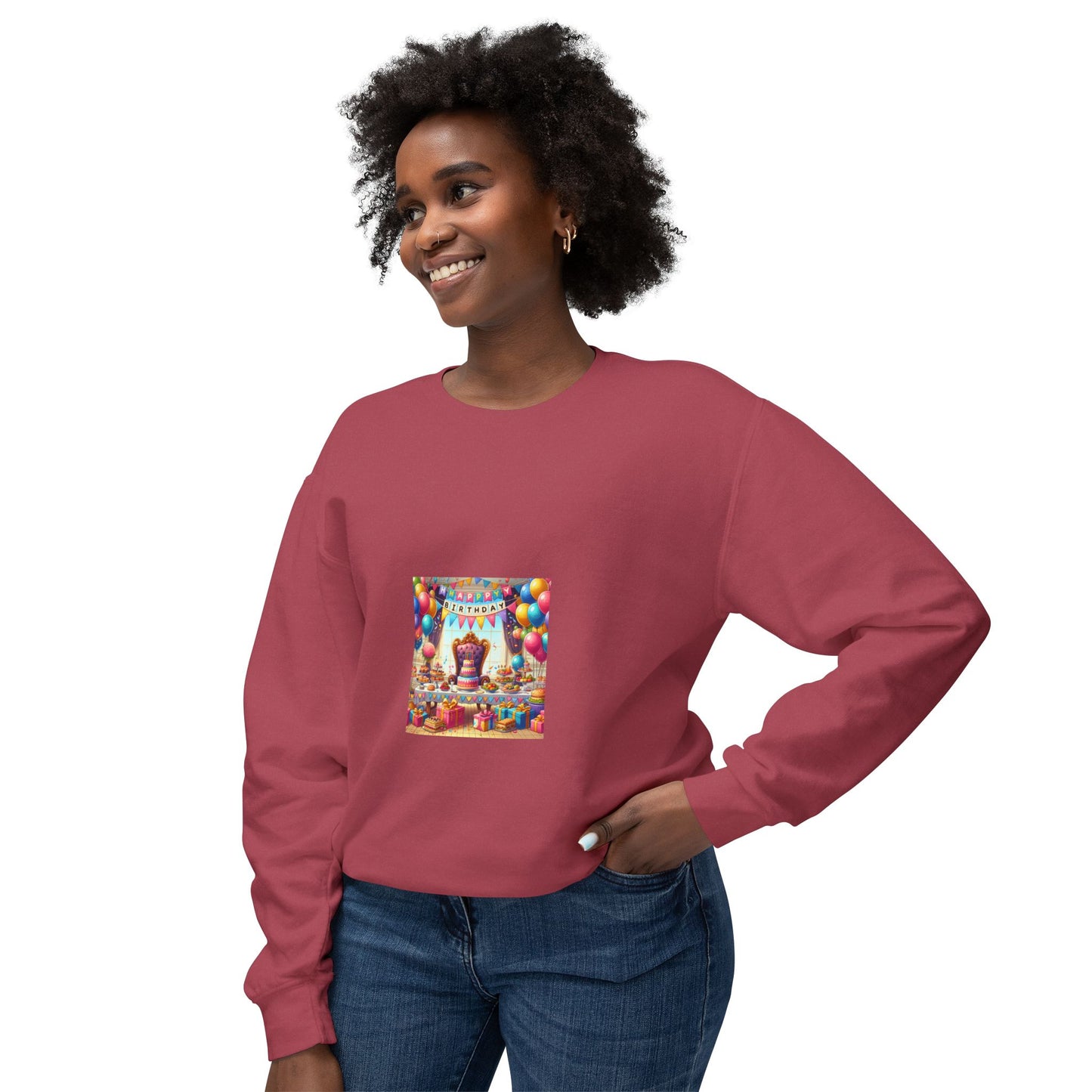 Birthday Celebration Lightweight Crewneck Sweatshirt - Fun Party Design