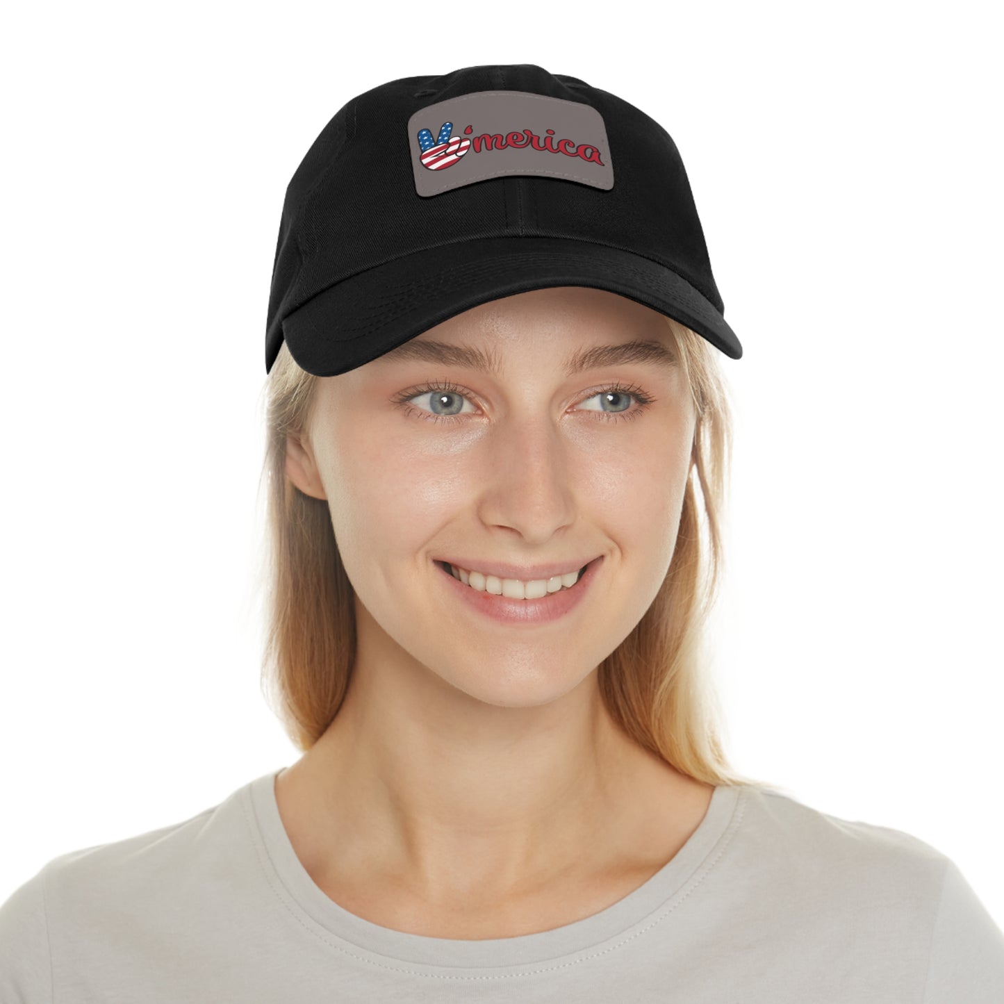 Patriotic Dad Hat with Leather Patch - ‘V’mérica’ for Independence Day and Everyday Style