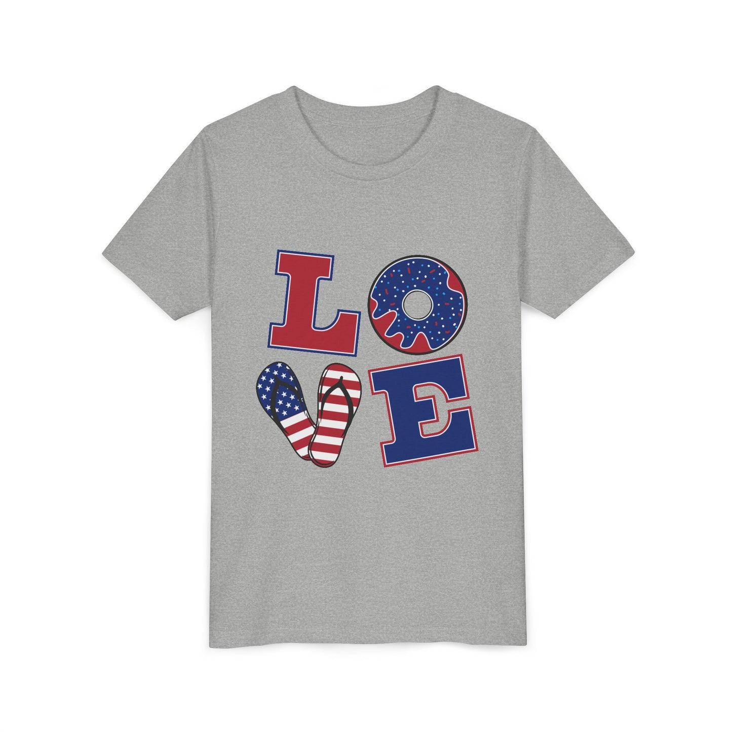 Patriotic Love Youth Tee - Fun Summer Graphic Shirt