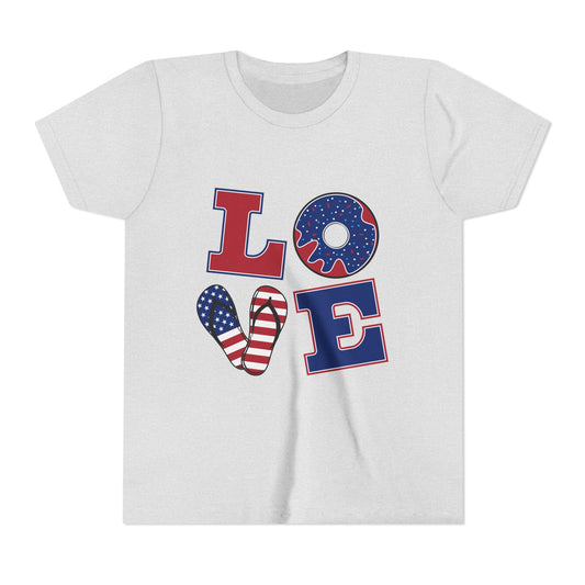 Patriotic Love Youth Tee - Fun Summer Graphic Shirt