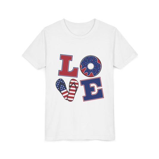 Patriotic Love Youth Tee - Fun Summer Graphic Shirt