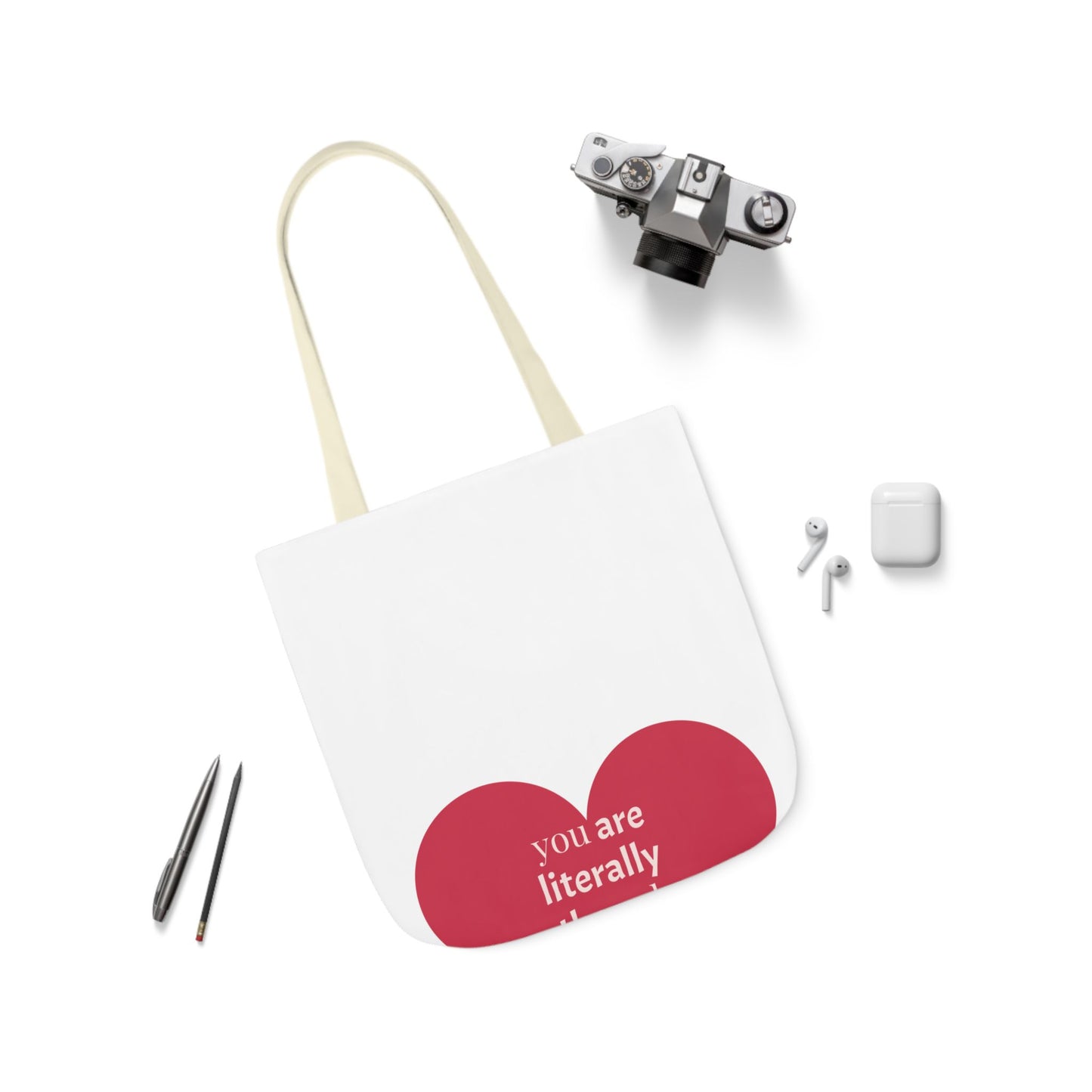 Fun Quote Canvas Tote Bag with Colorful Straps - Perfect for Everyday Use