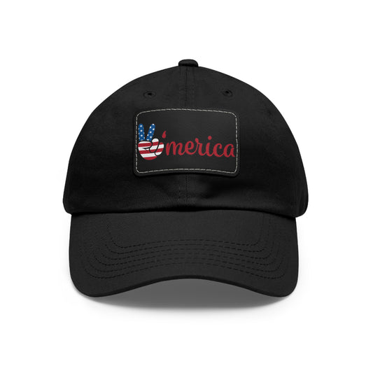 Patriotic Dad Hat with Leather Patch - ‘V’mérica’ for Independence Day and Everyday Style