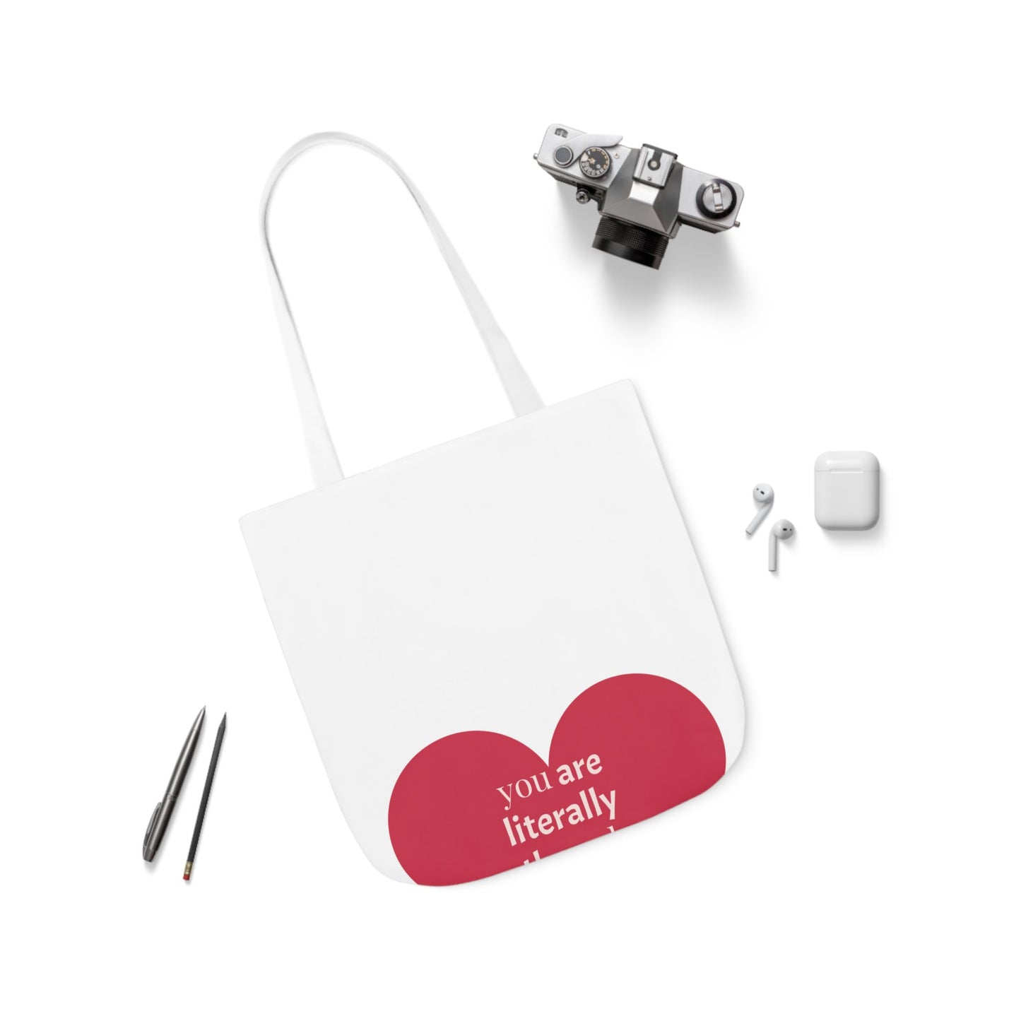 Fun Quote Canvas Tote Bag with Colorful Straps - Perfect for Everyday Use