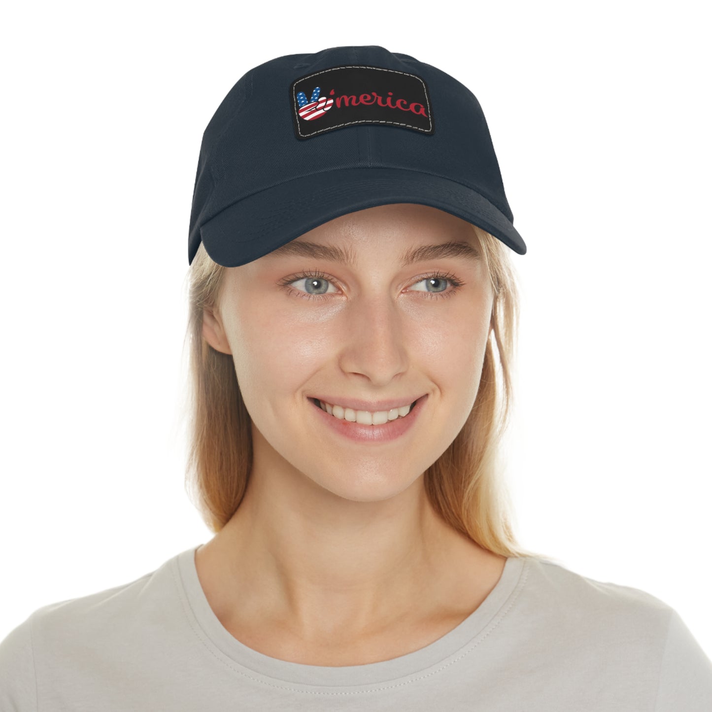 Patriotic Dad Hat with Leather Patch - ‘V’mérica’ for Independence Day and Everyday Style